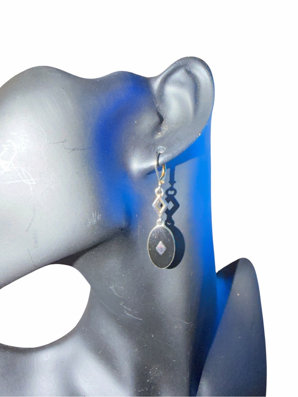 Silver tone Ralph Lauren Oval Drop Earrings with Diamond Accent - Women Jewelry